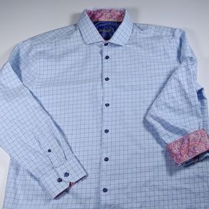 Michelsons London Men's Blue Dress Shirt XL Cuffs